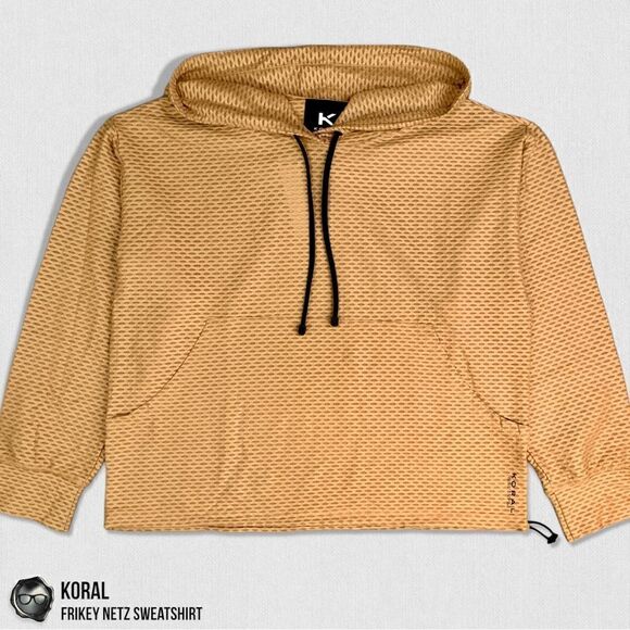 KORAL ACTIVEWEAR FRILEY NETZ HOODIE SWEATSHIRT IN ICED COFFEE TAN WOMEN SIZE XS - Picture 4 of 15